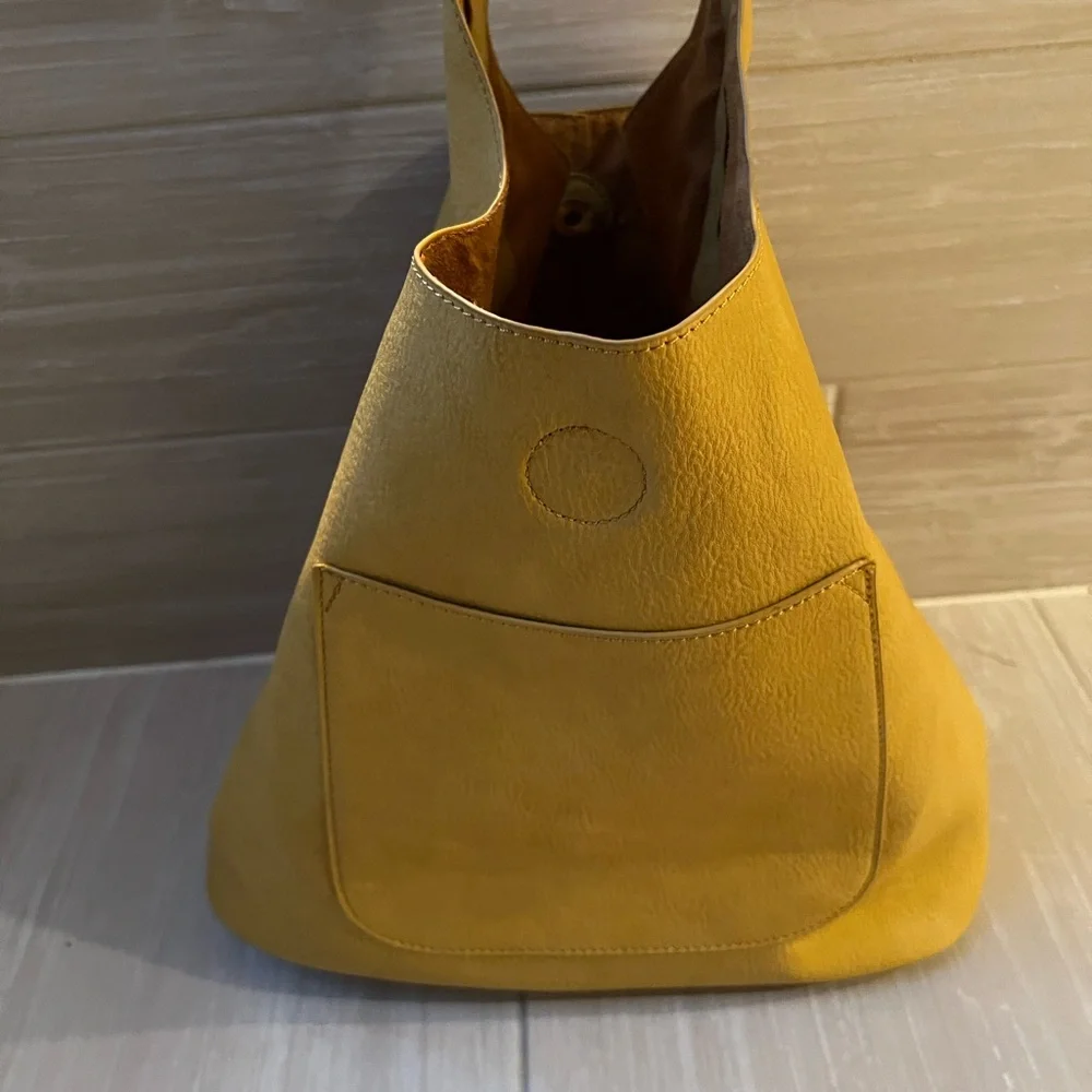 Mustard Yellow Vegan Leather Tote Bag